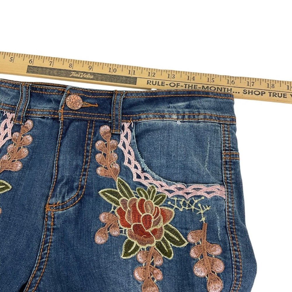 V Christina Jeans Women's 8 Blue Embroidered Mid Rise Skinny Stretch $156 Nwot - Picture 7 of 10